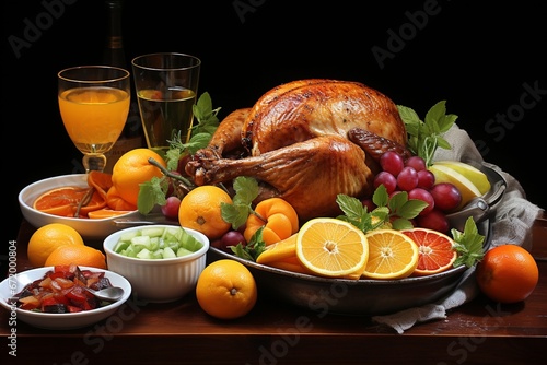 Roasted Thanksgiving Turkey Illustration created with Generative AI