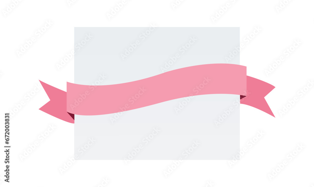 Pink ribbon on blank horizontal white label, isolated on a blank background. Elements for your design, with space for your text. Vector Illustration Pink ribbon on blank horizontal white label, isolated on a blank background. Elements for your design, with space for your text. Vector Illustration