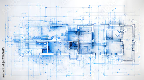 Intricate Architectural Blueprint with Detailed Annotations photo