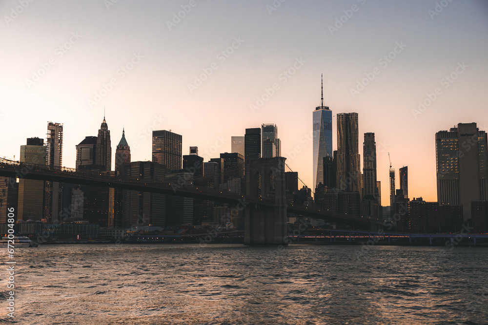 NEW YORK  city skyline at sunset