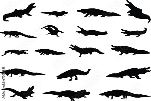 Alligator silhouettes  Crocodile silhouette  Alligator svg  Crocodile and alligator silhouette  Alligator clip art