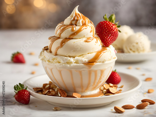 Delicious ice creams in a bowl