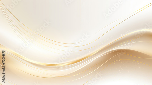 Luxury modern abstract scene. golden lines sparkle with free space for paste promotional text. cream color shade background about sweet and elegant feeling. illustration for design. © Sasint