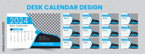 Desk calendar template 2024. Office Calendar 2024, corporate desk calendar 
2024, Week starts on Sat day