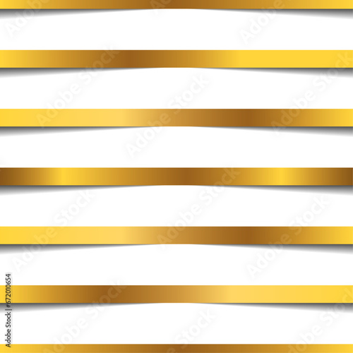 golden ribbons straight line seamless pattern on transparent background