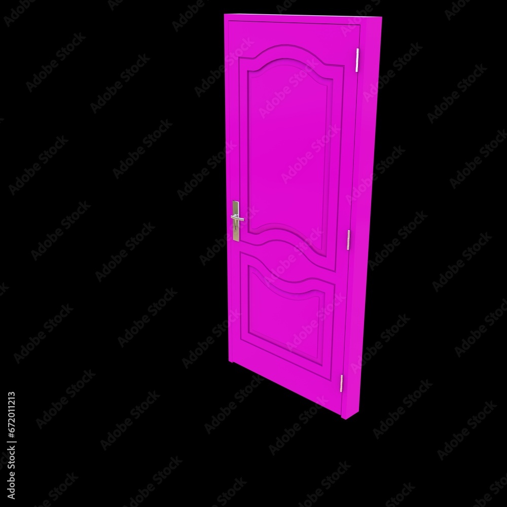 Pink door Accessible Entryway with Pure White Background Isolation Pink door Accessible Entryway with Pure White Background Isolation