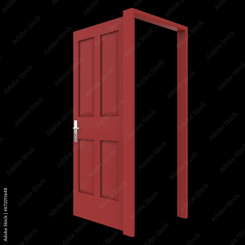Red door Unlocked Entrance against Pure White Isolated Canvas Red door Unlocked Entrance against Pure White Isolated Canvas