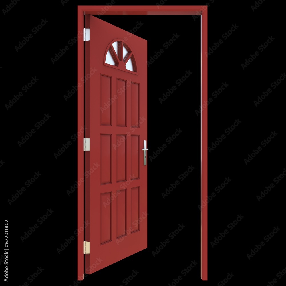 Red door Unbarred Pathway on Isolated White Canvas Red door Unbarred Pathway on Isolated White Canvas