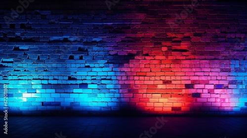 wall texture illuminated by the mesmerizing glow of pink orange and blue neon lights  abstract background with squares