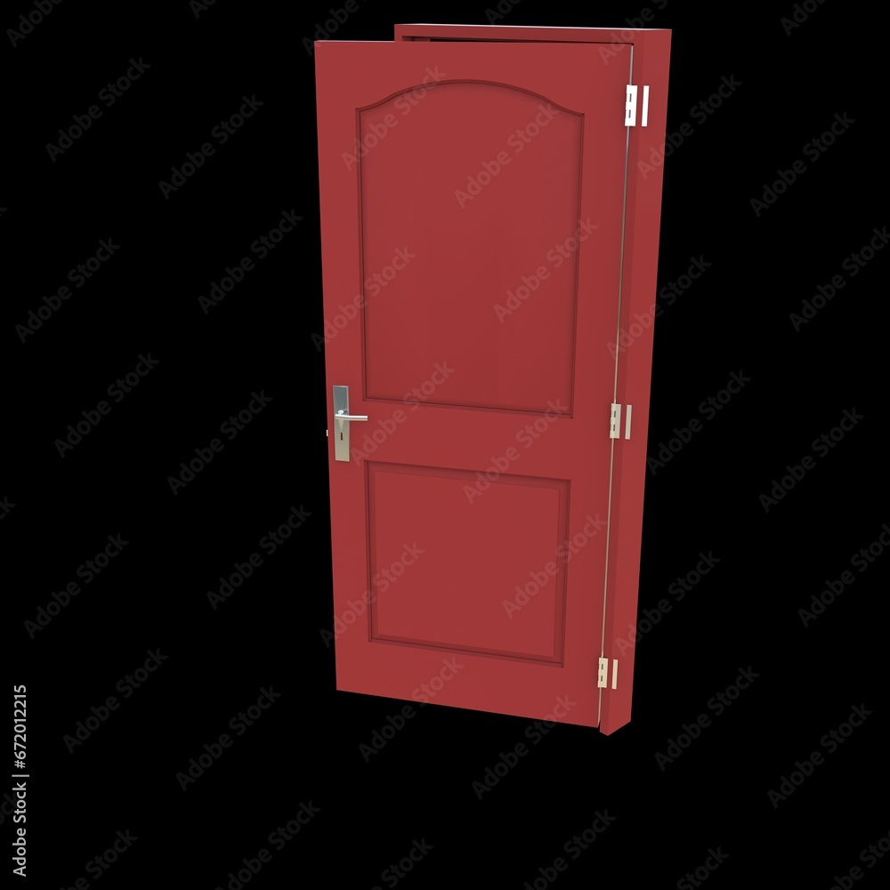 Red door Unlocked Doorway on Isolated White Surface Red door Unlocked Doorway on Isolated White Surface