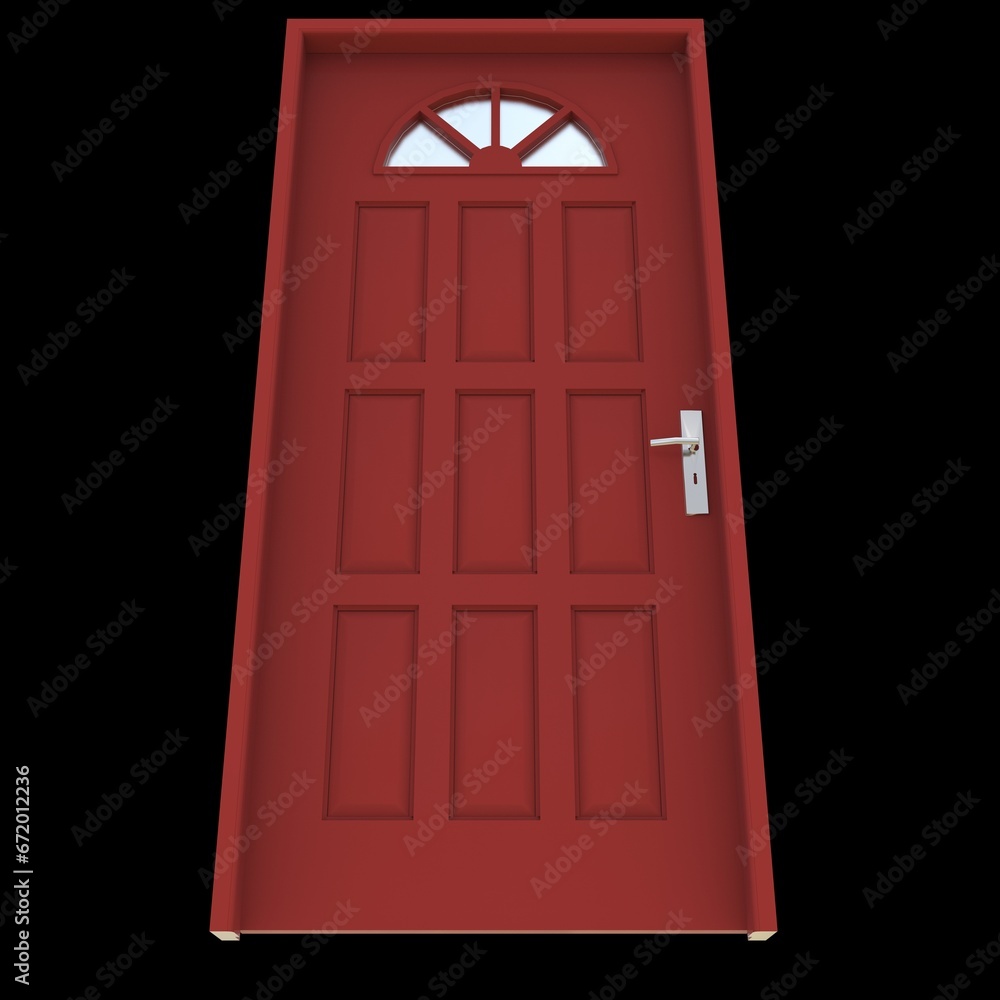 Red door Wide-Open Access Point on Isolated White Canvas Red door Wide-Open Access Point on Isolated White Canvas