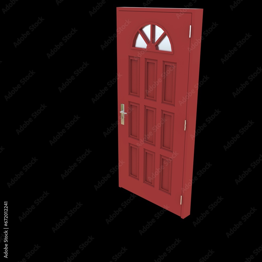 Red door Illuminated Gateway against Isolated White Backdrop Red door Illuminated Gateway against Isolated White Backdrop