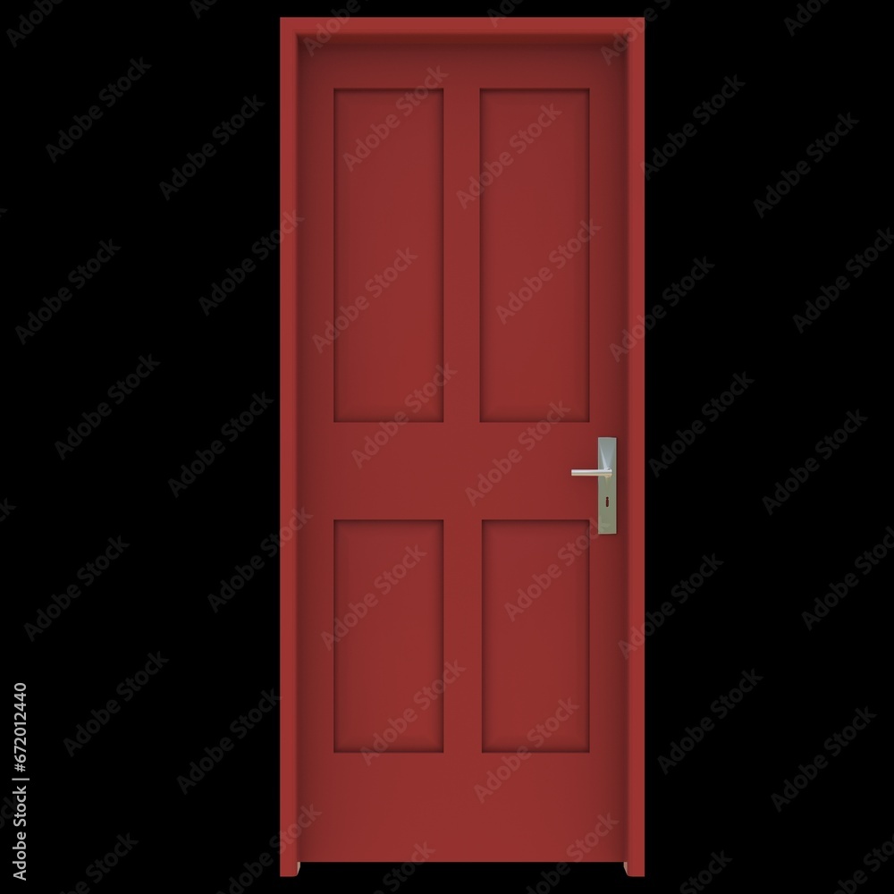 Red door Illuminated Passage against Isolated White Backdrop Red door Illuminated Passage against Isolated White Backdrop