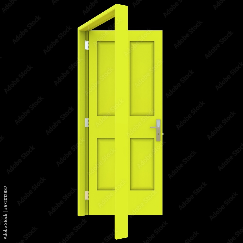 Yellow door Unsealed Passage on Isolated White Canvas Yellow door Unsealed Passage on Isolated White Canvas