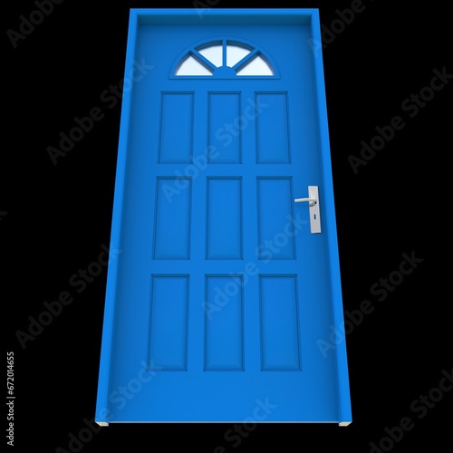 Blue door Welcoming Door in Isolated White Environment