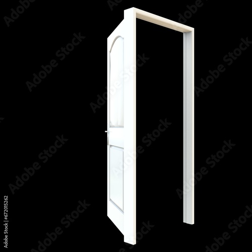 White door Unsealed Access Point on Isolated White Canvas