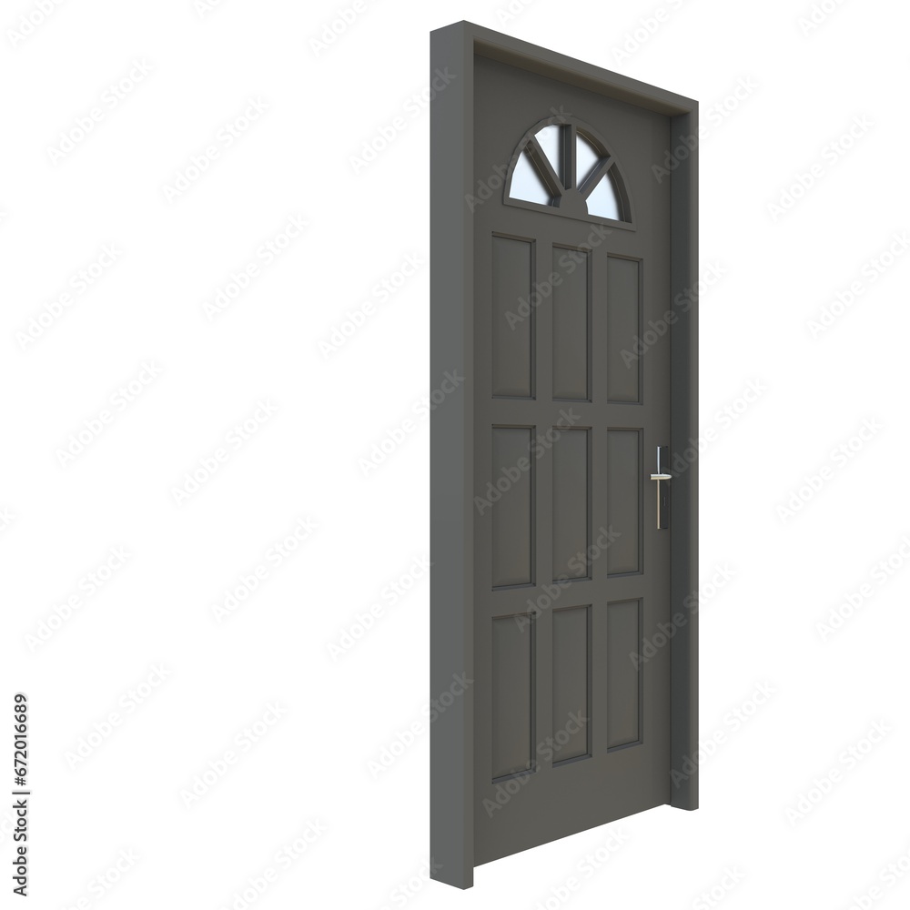 Gray door Accessible Entryway against Isolated White Backdrop Gray door Accessible Entryway against Isolated White Backdrop