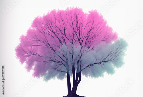 Pink and Blue Tree Silhouette