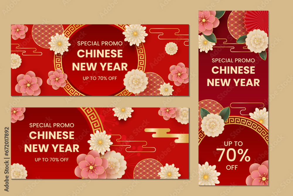 Chinese new year sale promotion banner set vector illustration Chinese new year sale promotion banner set vector illustration