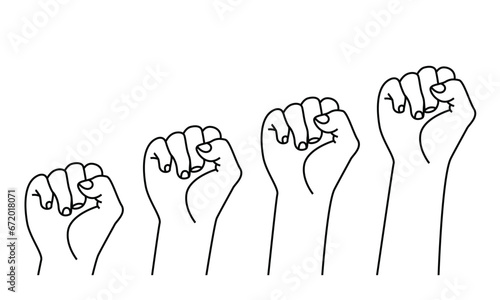 fighter strength hands up line art vector.