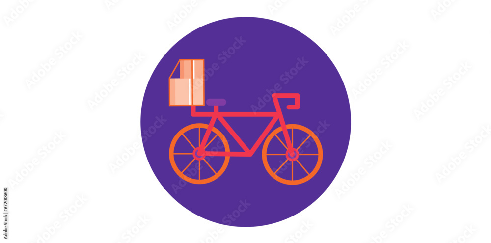 Delivery Service By Bicycle Flat Style Vector Illustration. Delivery Service By Bicycle Flat Style Vector Illustration.