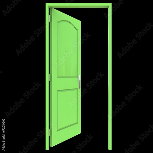 Green door Wide-Open Portal with Isolated White Backdrop
