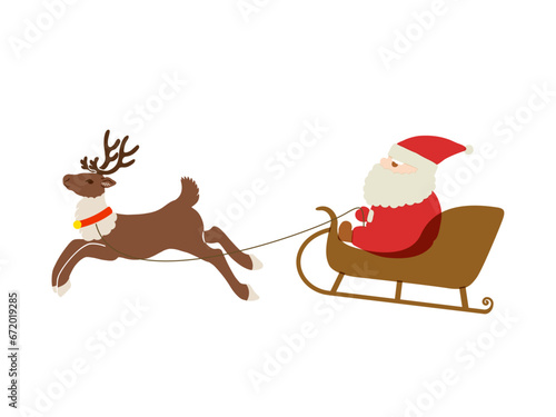 サンタクロースとトナカイのイラスト Santa Claus and Reindeer Illustration  © kuromily