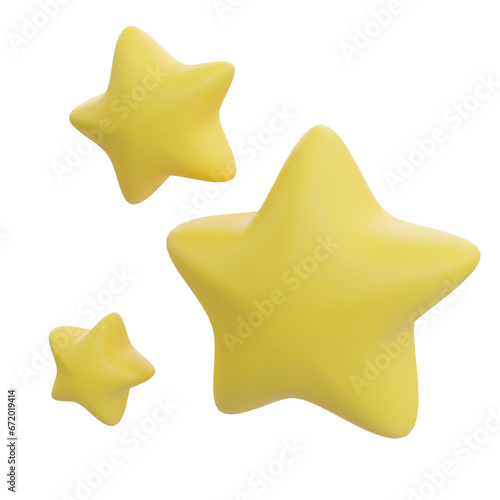 3d rendering the yellow stars is so cute transparent