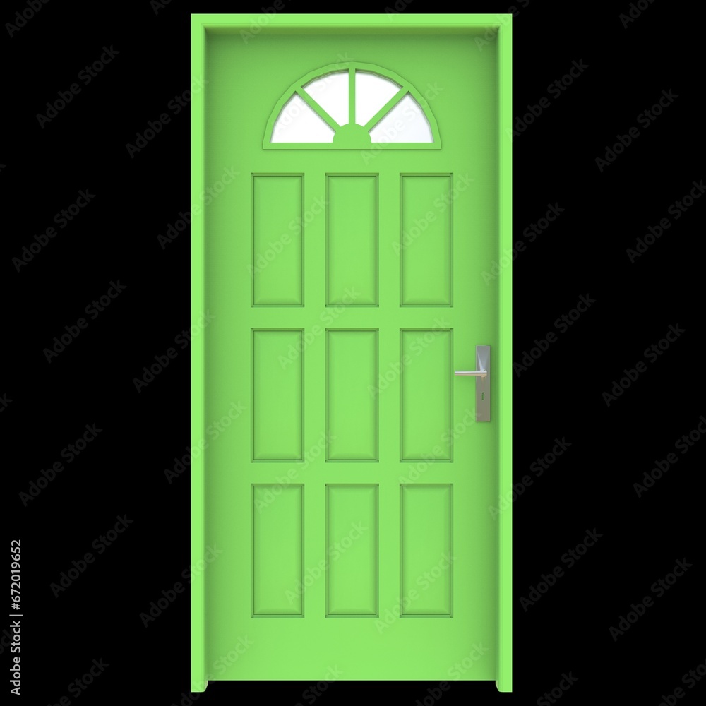 Green door Accessible Gateway with Isolated White Backdrop