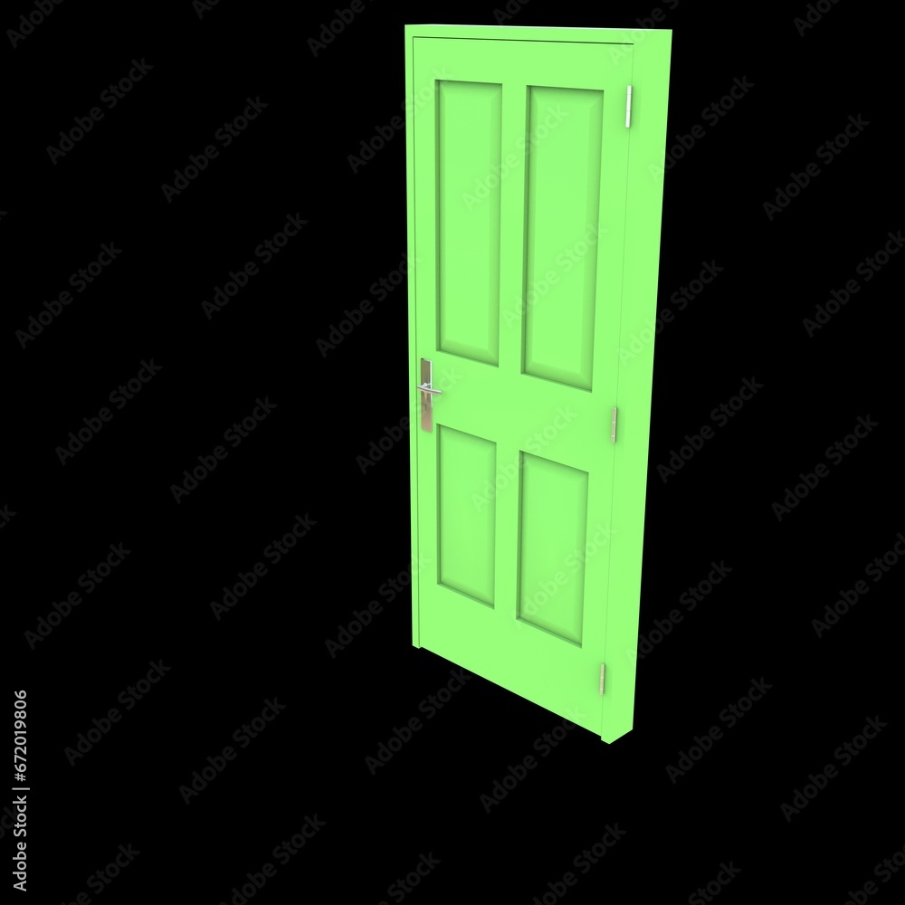 Green door Unsealed Doorway in White Background Isolation Green door Unsealed Doorway in White Background Isolation