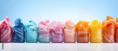 Different hues of saltwater taffy candy gathered in close proximity