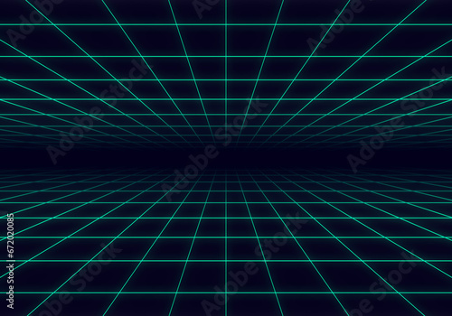 glow perspective line on dark background