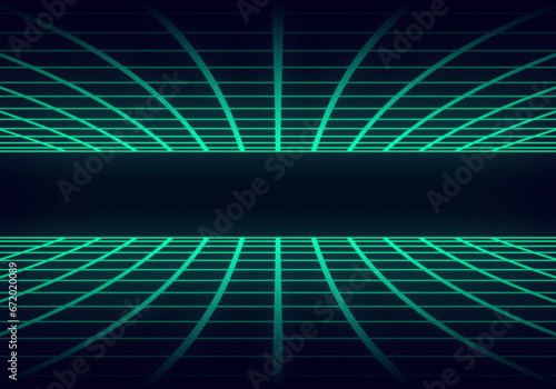 glow perspective line on dark background