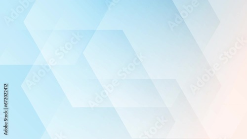 Abstract creative motion hexagon geometric shape on gradient light blue background. Video animation Ultra HD 4k footage.
