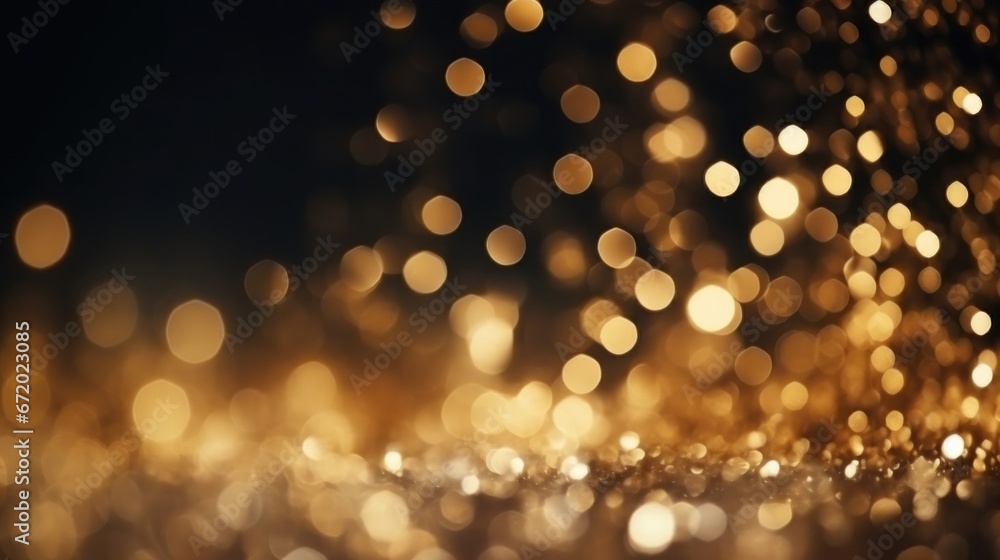 Abstract dark golden bokeh Christmas background