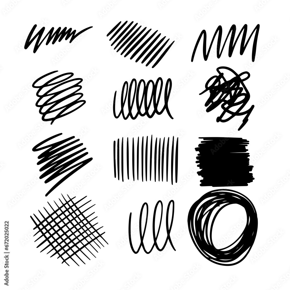 Hand drawn marker style scribble set. Abstract doodle elements vector art. Hand drawn marker style scribble set. Abstract doodle elements vector art.