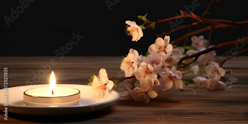 Spa background with candles,,Serenity and Relaxation Candlelit Spa Scene