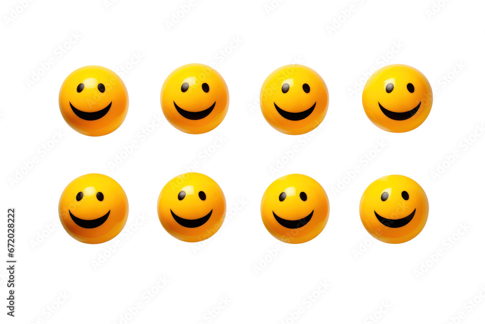 Obraz premium cute 3d smile emoji balls on isolated transparent background