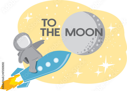 COLORFUL AND PLAYFUL ROCKET VECTOR ILLUSTRATION FOR TO THE MOON BY ROCKET, GOOD FOR NEW PRODUCT LAUNCH AT SOCIAL MEDIA,WEBSITES,FLYER,BANNER,POSTER,BILLBOARD. SCHOOL,UNIVERSITY,PRE-SCHOOL, BABY SHOP