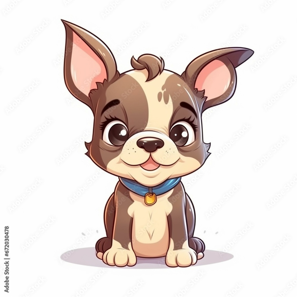 Fototapeta premium AI generated illustration of a cartoon French Bulldog puppy on a white background