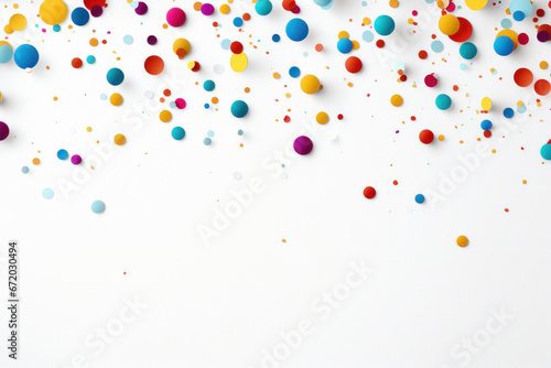 Colorful confetti on white background