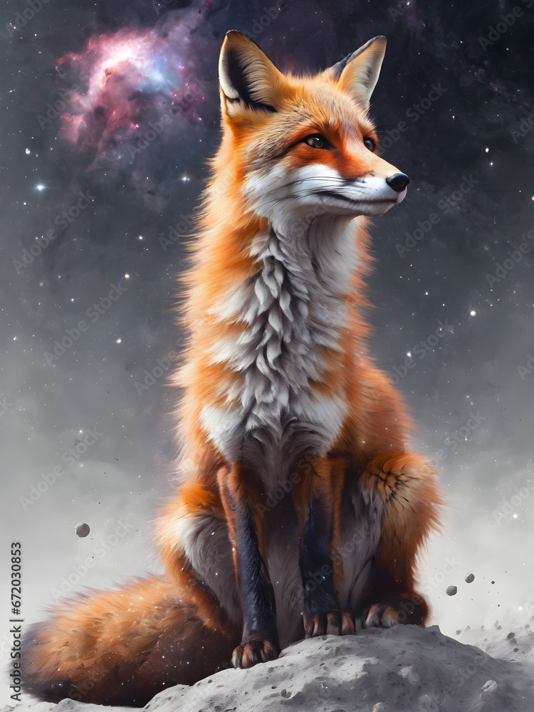 Fototapeta premium The fox and the night sky