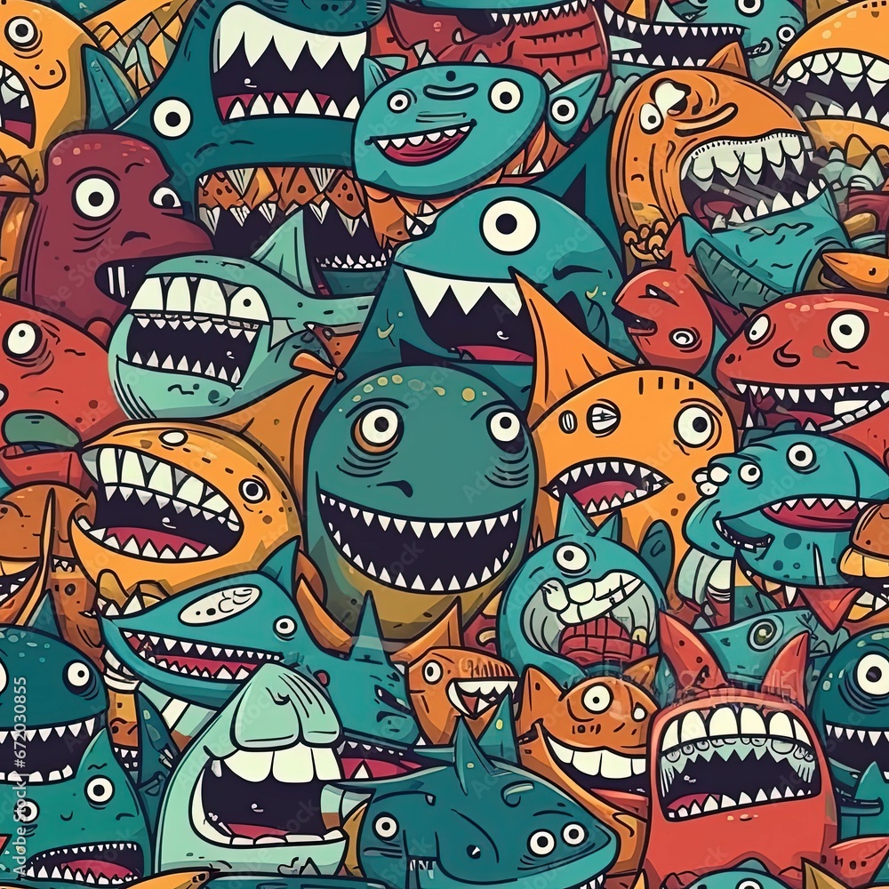 Fototapeta premium AI generated image of sharks