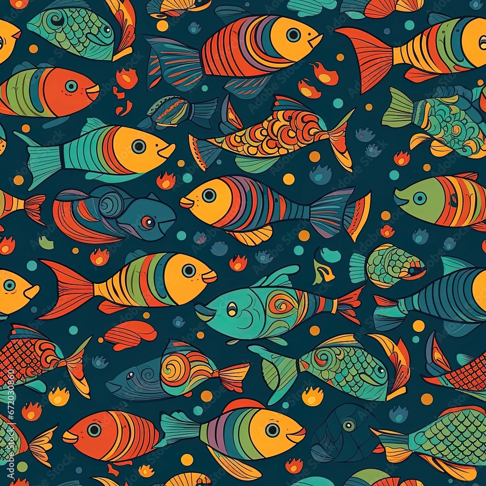 AI generated image of fish swimming together AI generated image of fish swimming together