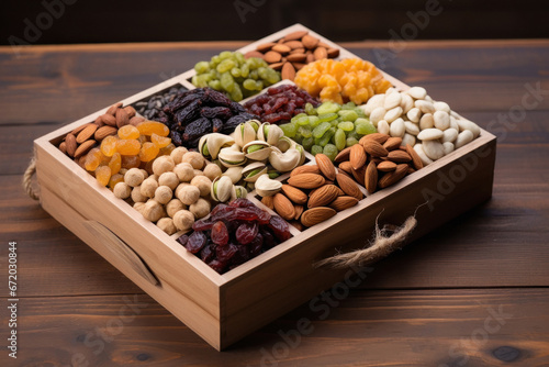 dry fruits in wooden box © Niks Ads