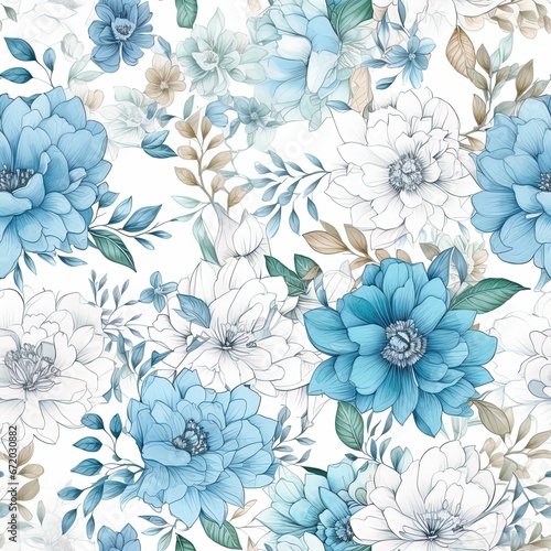AI generated white background with flowers