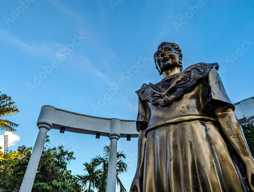 Maria Aurora, Philippines - Oct 10, 2023: A statue of Aurora Quezon at the border of Aurora Province and Nueva Viscaya. photo