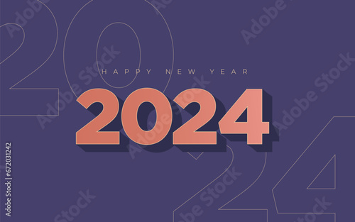 Premium and unique Happy New Year 2024 design with minimalistic modern concept design. Premium set design for Happy New Year 2024 celebration.