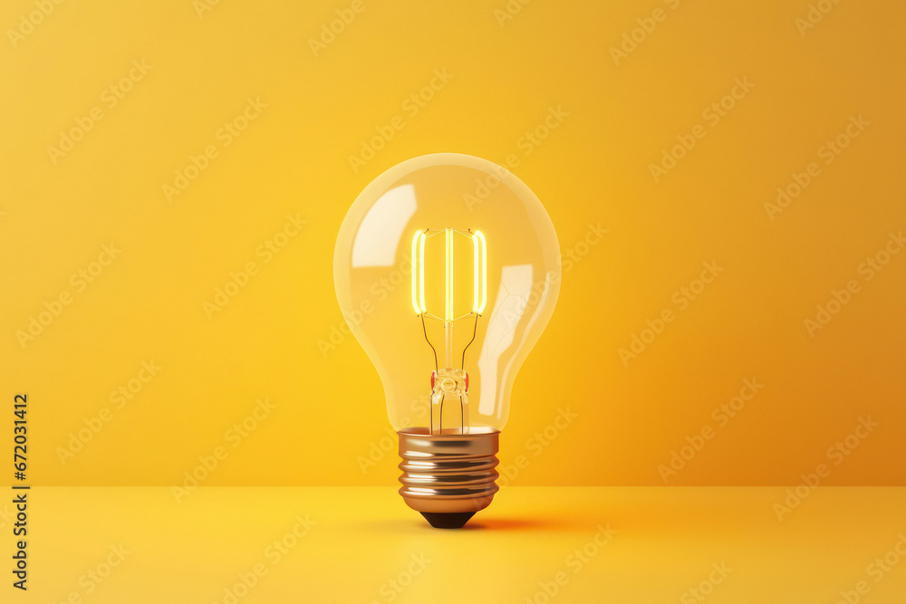 light bulb on yellow background. light bulb on yellow background.