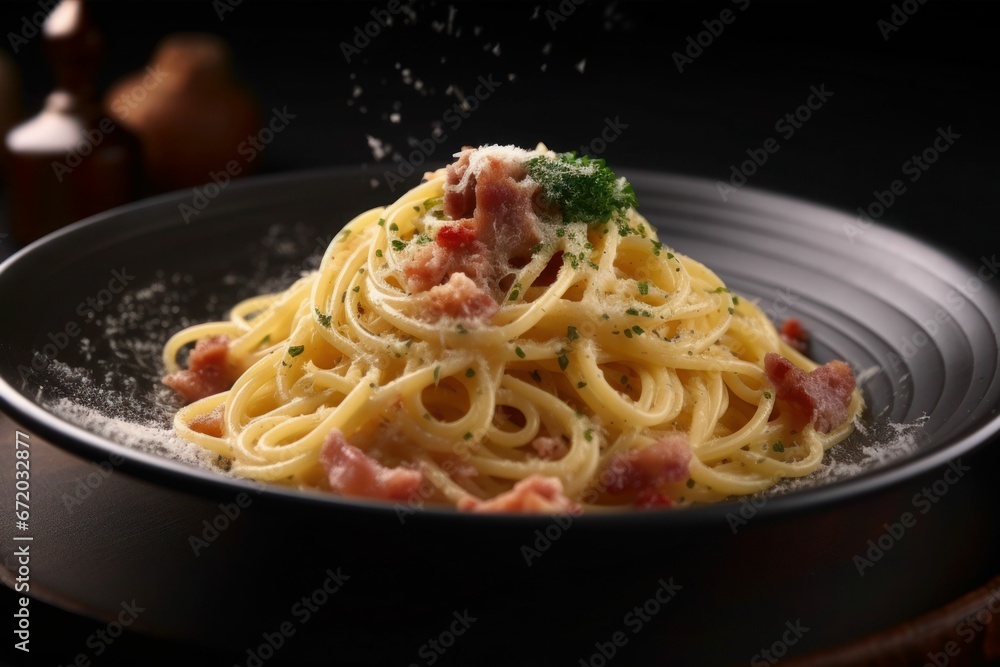 AI-generated illustration of a plate of freshly cooked spaghetti. AI-generated illustration of a plate of freshly cooked spaghetti.